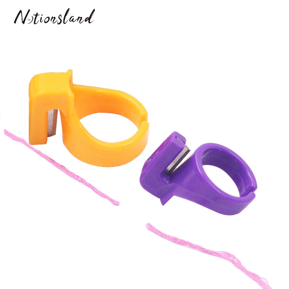 Случайный цвет 2 шт палец нож кольцо стеганая резьба резак наперсток Швейные