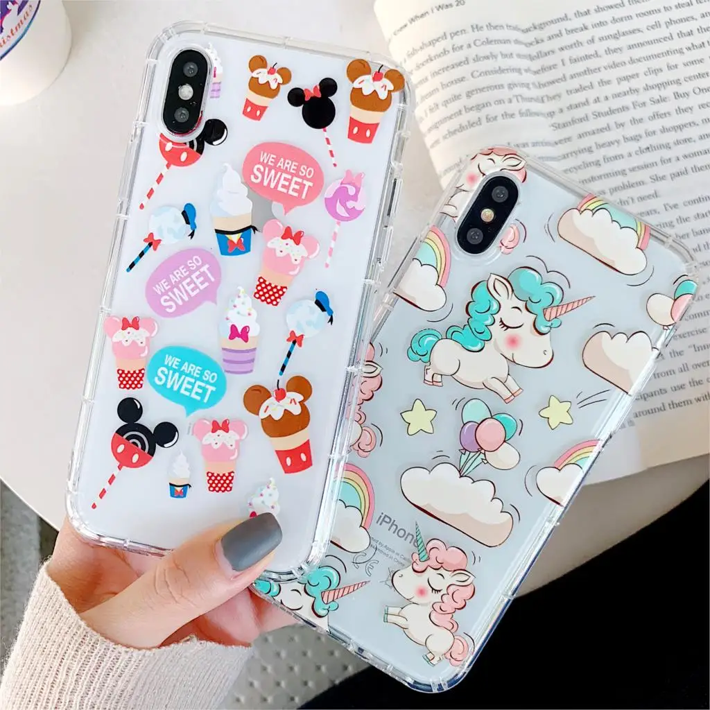 Для iphone XS max милый Единорог Минни подушка безопасности телефонные чехлы для 8 plus 7 6