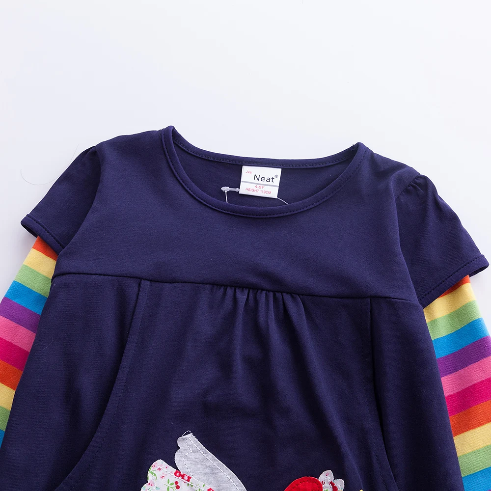 Girl Dress Spring and Autumn Baby Cotton Clothes Unicorn Embroidered Round Neck Long Sleeve Princess | Детская одежда и обувь