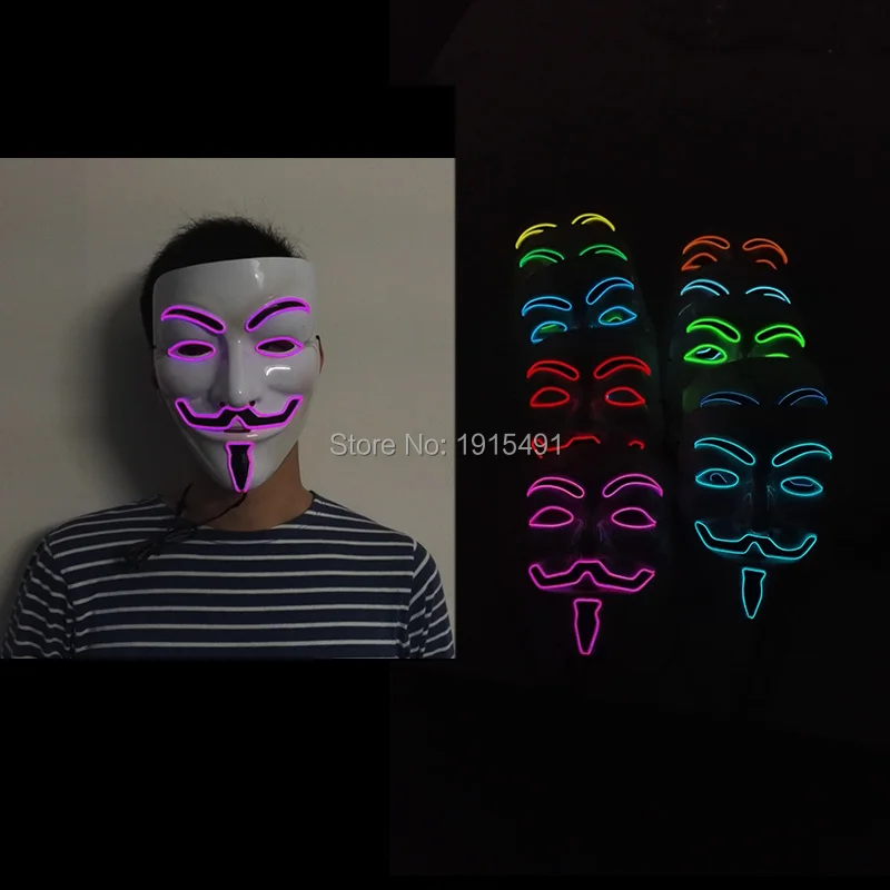 2017 модная светодиодная светящаяся маска неоновая Праздничная декоративная 10