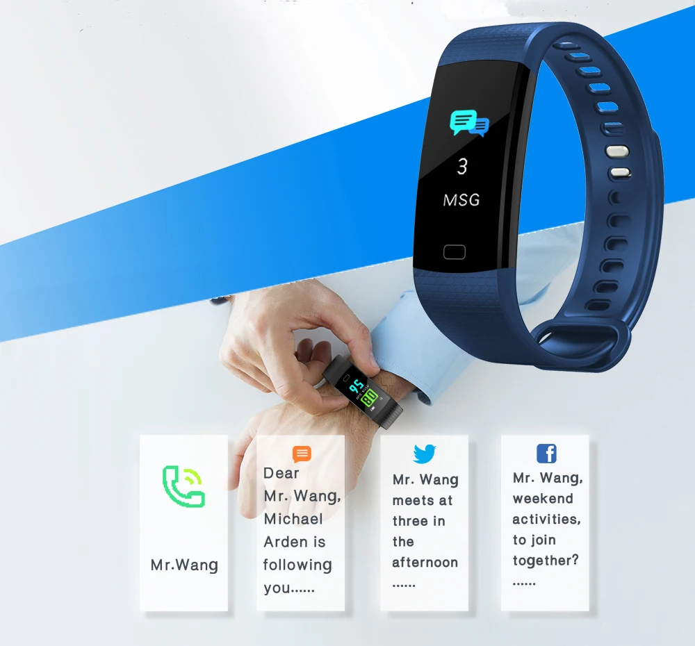 Смарт браслет Y5 с Bluetooth и цветным экраном смарт пульсометром измерением