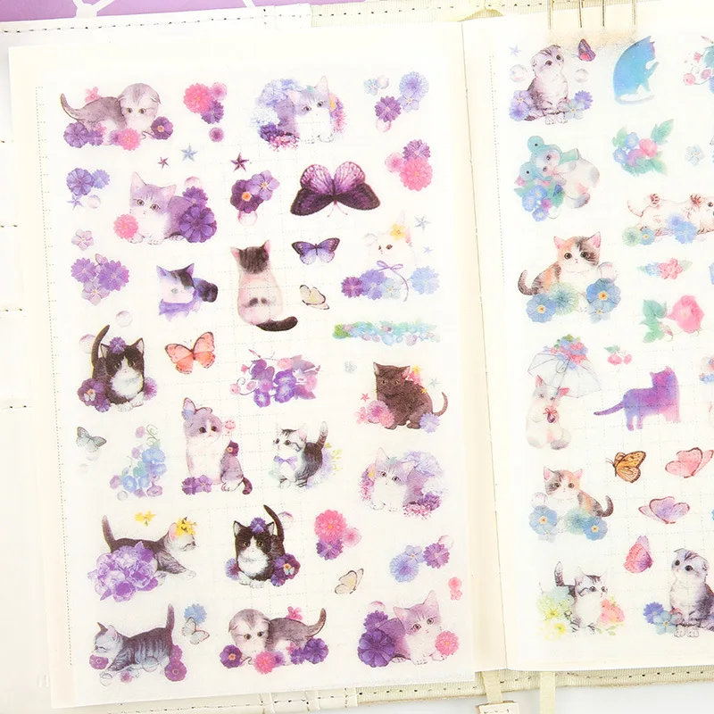 

6 Pcs/Set Kawaii Cat and Flower Mobile Decorative Stickers Scrapbooking DIY Craft Stickers Stationery