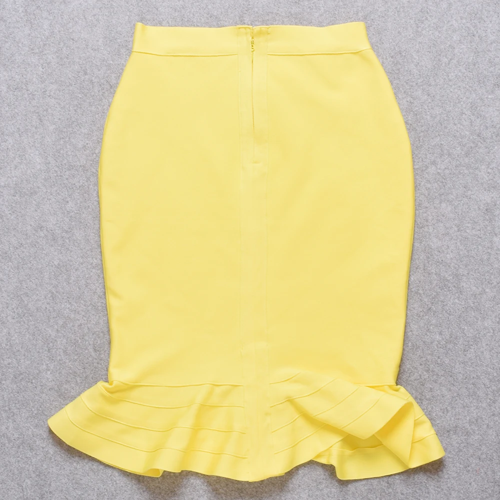 red new fashion high waist mermaid trumpet elastic knitted sexy women peplum pencil knee length bandage bodycon skirt