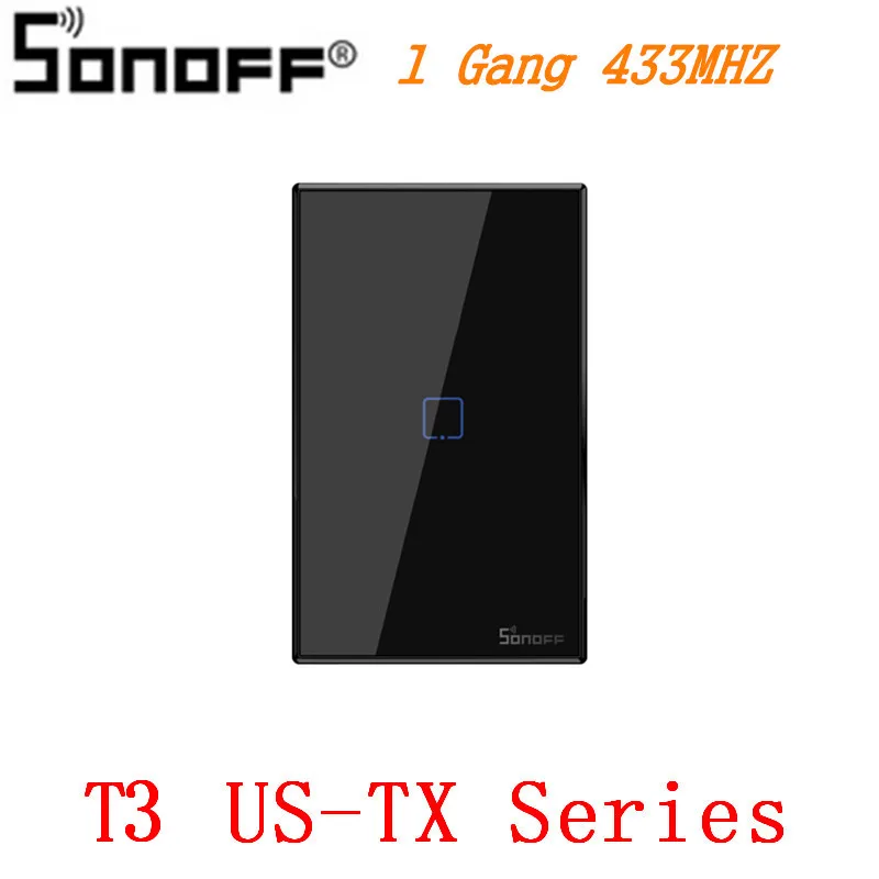 T3 US-TX 1 Gang Интеллектуальный выключатель света SONOFF T3EU TX Smart Wi-Fi настенный сенсорный выключатель Черный с границы умный дом 1/2/3 433 RF/Голосовое управление/приложение Управление работает с Amazon Alexa - Bundle: T3 US-TX 1 Gang