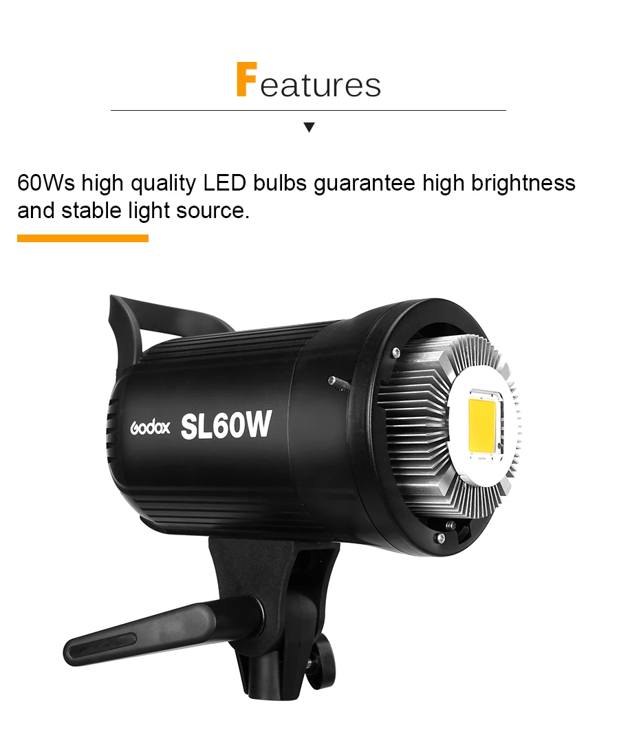 Godox SL-60W 5600 K светодиодный видео свет белая версия видео свет непрерывный свет комплект+ 190 см осветительная подставка+ 60x60 см Bowens софтбокс