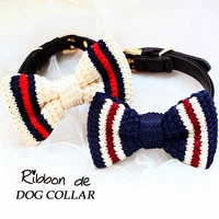 free shipping soft puweave navy style bow tie small dog collar cat pet accessories yorkie poodle maltese walking holiday