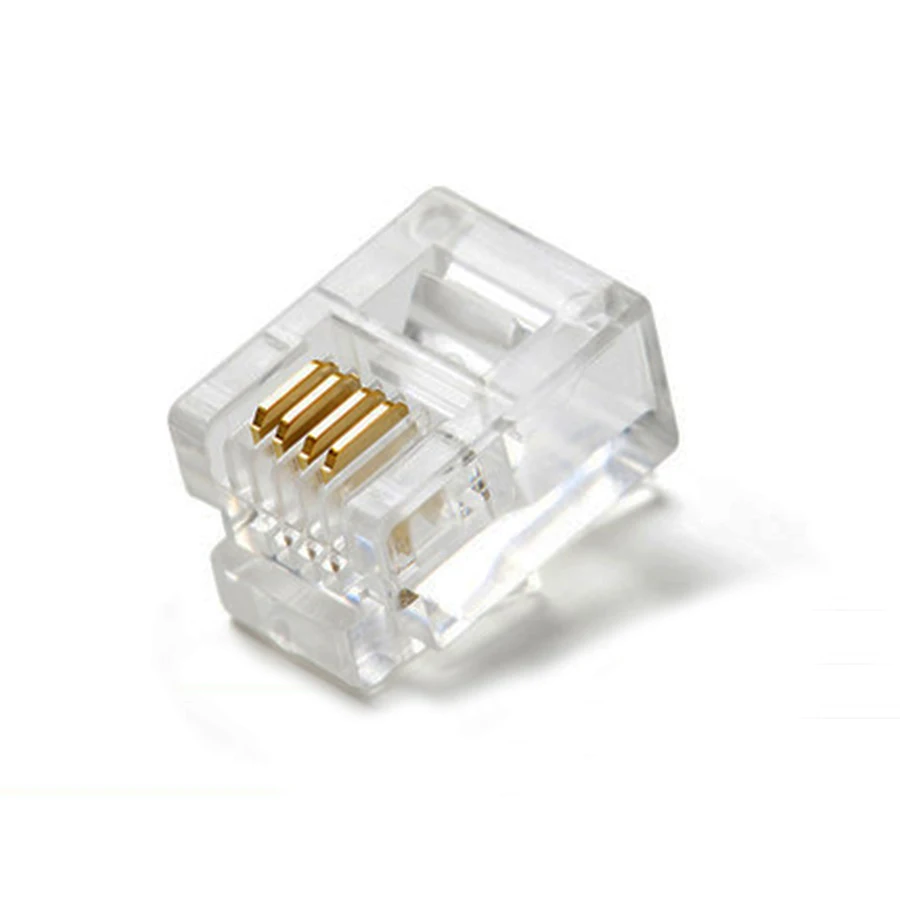 10 шт. 4Pin RJ11 Разъем модульный кабель вилки разъем сети Ethernet 6P4C кристальная вилка