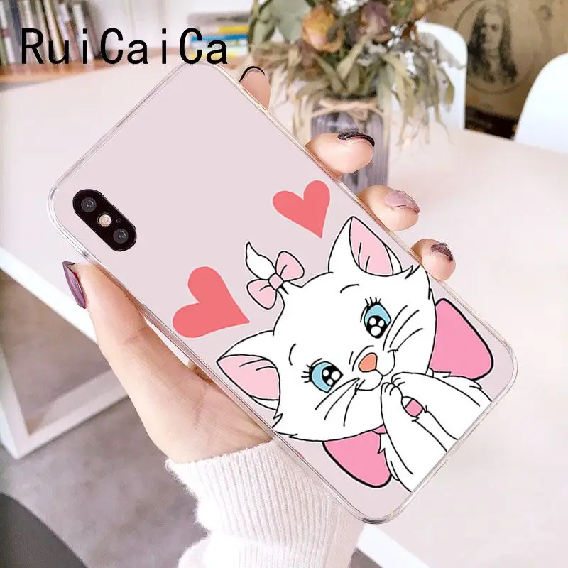 RuiCaiCa marie aristocats Cat Мягкий чехол для телефона из ТПУ iPhone 5 5Sx 6 7 7plus 8 8Plus X XS MAX XR Fundas