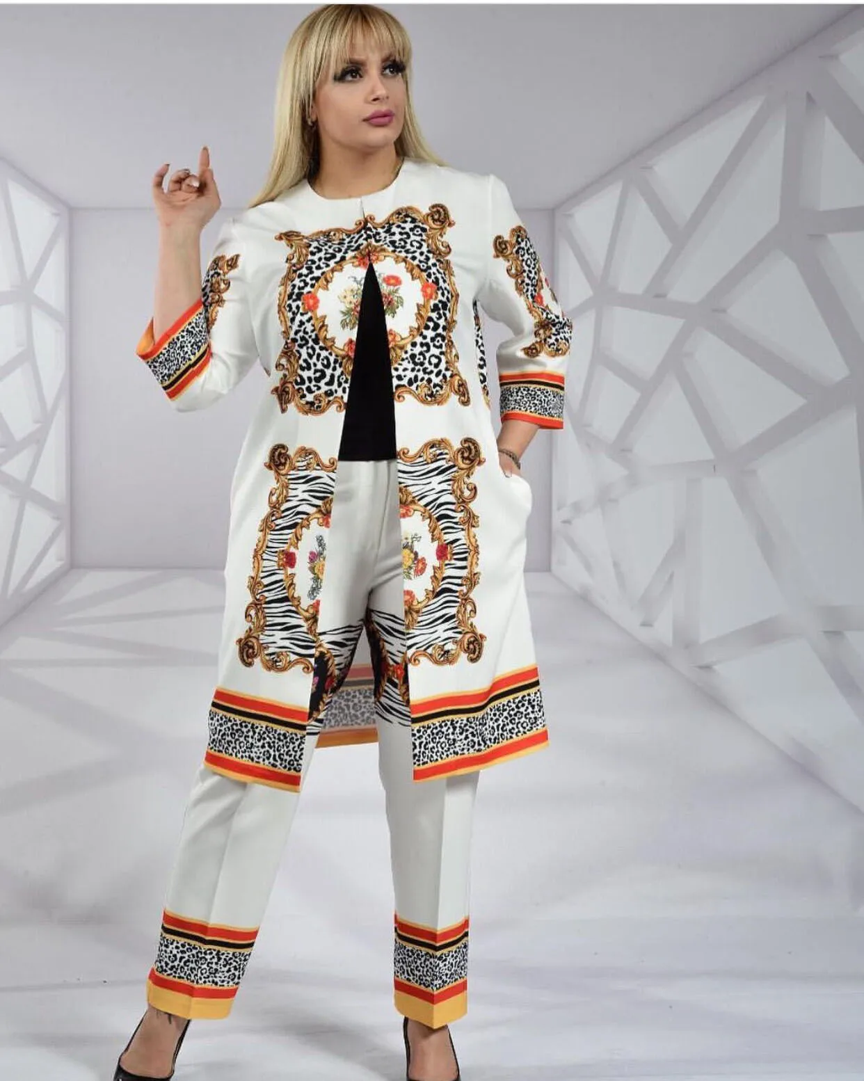 Женский комплект 2 шт. одежда в африканском стиле пальто и брюки Dashiki Ankara