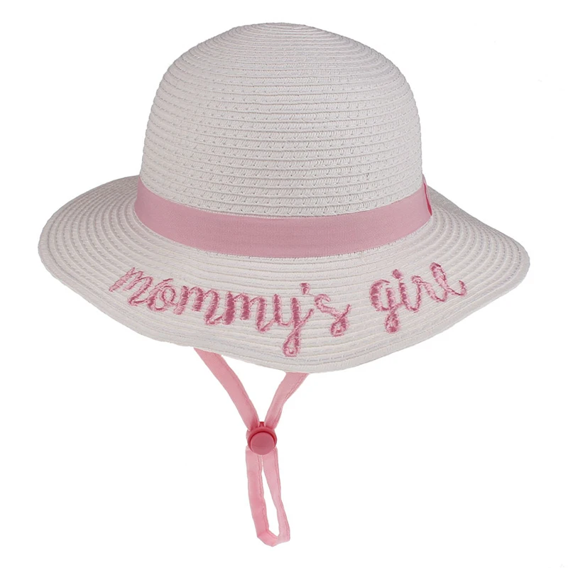 w-mommy girl Новые летние детские простые элегантные соломенные шляпы детские для девочки пляжные шляпы Детская шляпа от солнца для девочки - Цвет: w-mommy girl