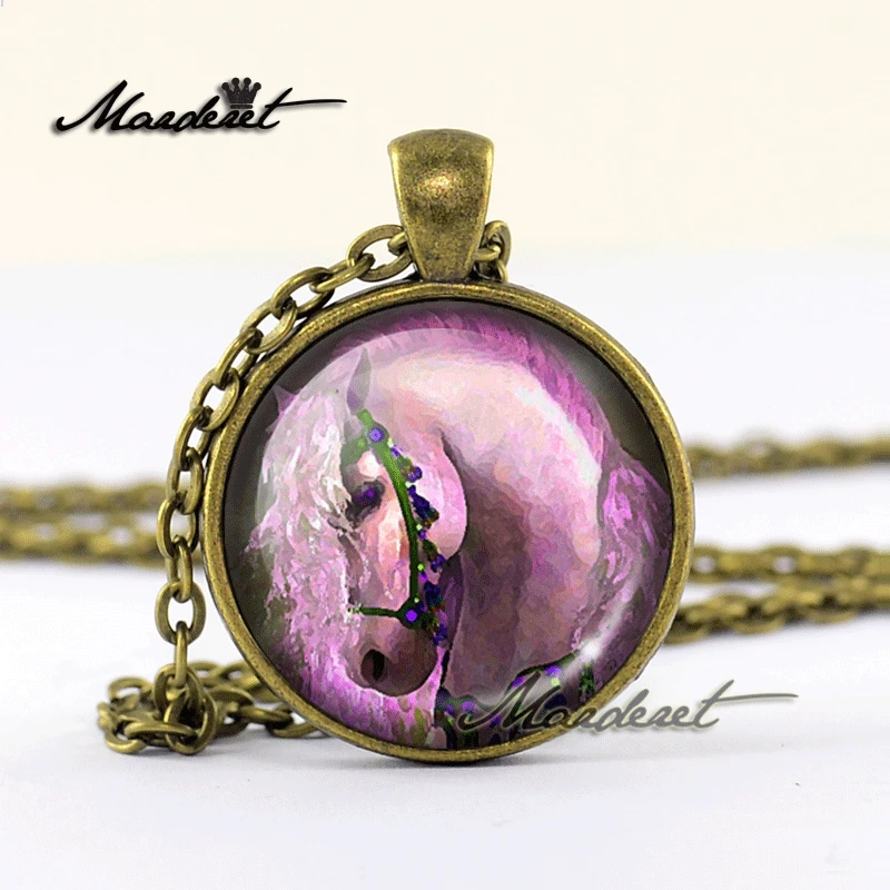 Maderet Hose Glass Cabochon Necklace Handmade Jewelry Dome Art Round Retro Pendant | Украшения и аксессуары