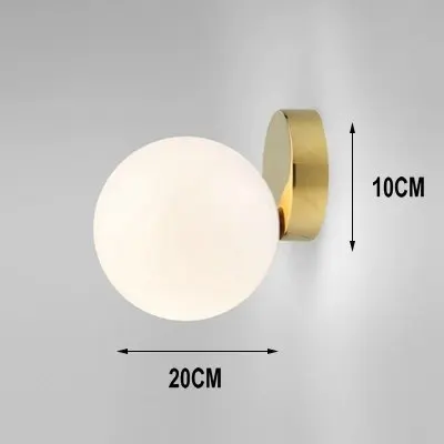 Dia20cm gold Современный стеклянный настенный светильник, светодиодный настенный светильник для гостиной, спальни, настенный светильник молочно-белого цвета, стеклянный абажур, стеклянный шар, светильник ing - Цвет абажура: Dia20cm gold