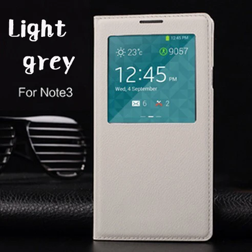 Откидной кожаный чехол для телефона samsung Galaxy Note 3 Galaxy Note3 SM N900 N9000 N9005 S SM-N900 SM-N9005 - Цвет: Light grey