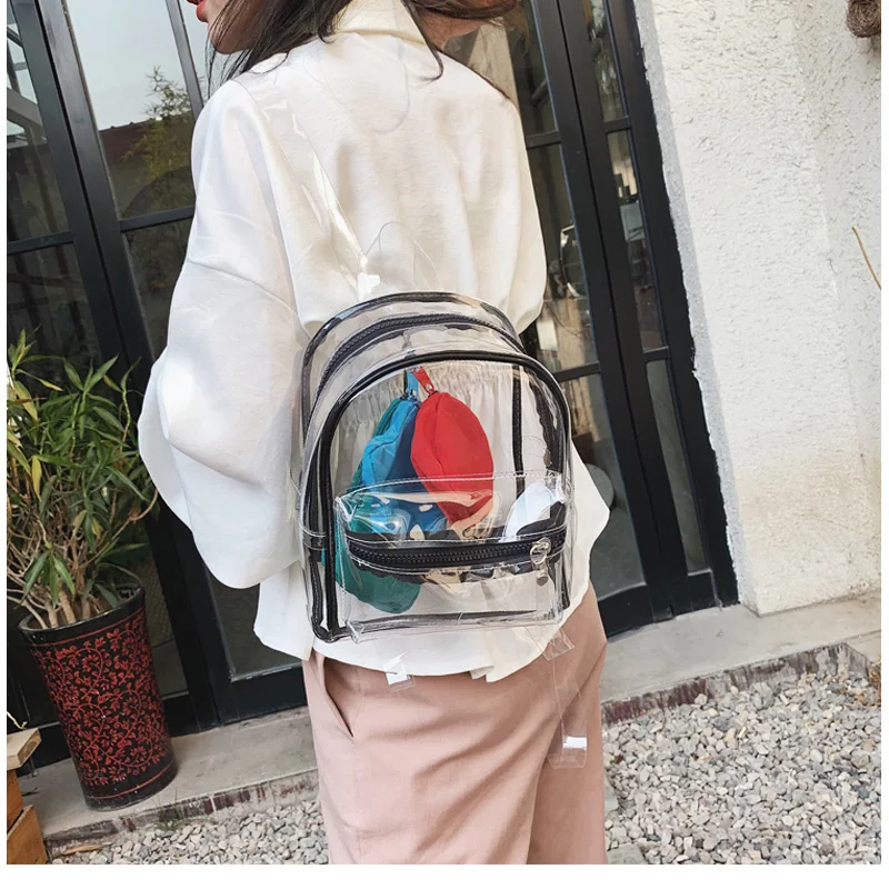 

Transparent Backpack Women's Bag New Summer Transparent Built-in Jelly Pack Casual Mini Backpack Student Bag W342