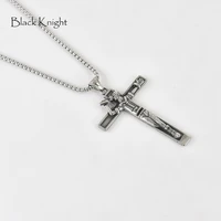black knight vintage silver color drinking jesus cross pendant necklace stainless steel individualized cross necklace blkn0749