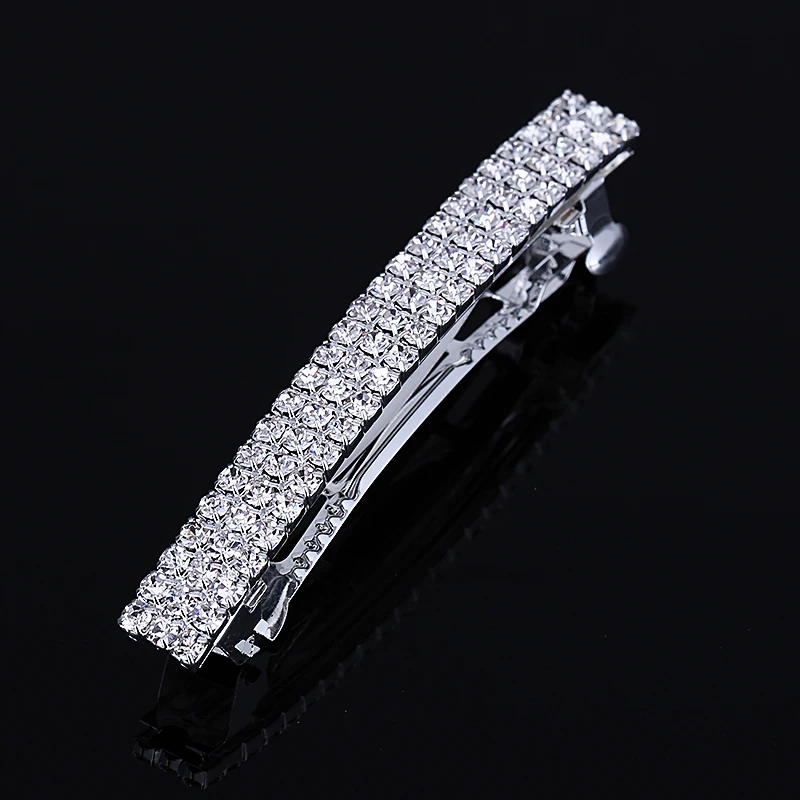 Классические заколки для волос красивые 3 ряда с серебристым покрытием со