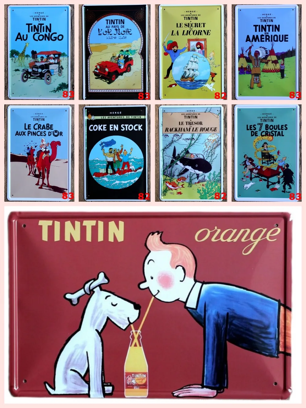 1 шт. жестяная et Milou мультяшная французская тарелка табличка для вывески