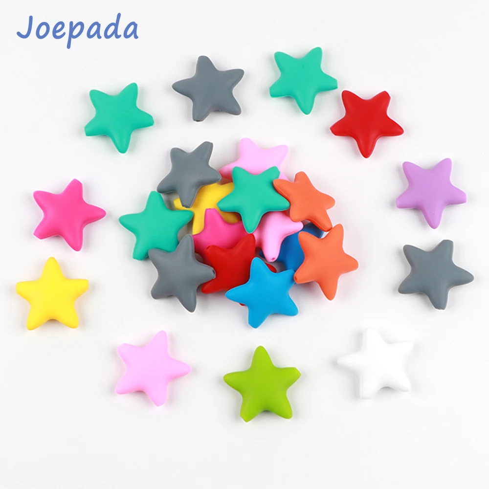 

Joepada 5Pcs Star Silicone Beads Baby Teether Star Shape Baby Teething Loose Beads for Making Baby Teething Pacifier Chain