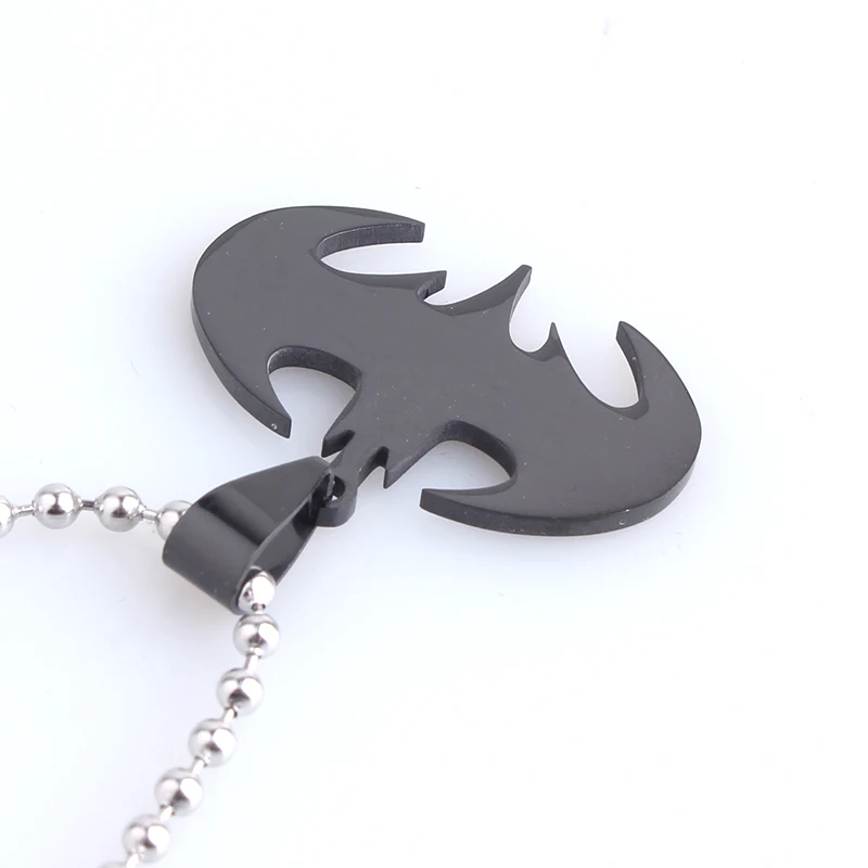 Черный Бэтмен Нержавеющей Стали 316L кулон ожерелья цепи шарика для женщин людей