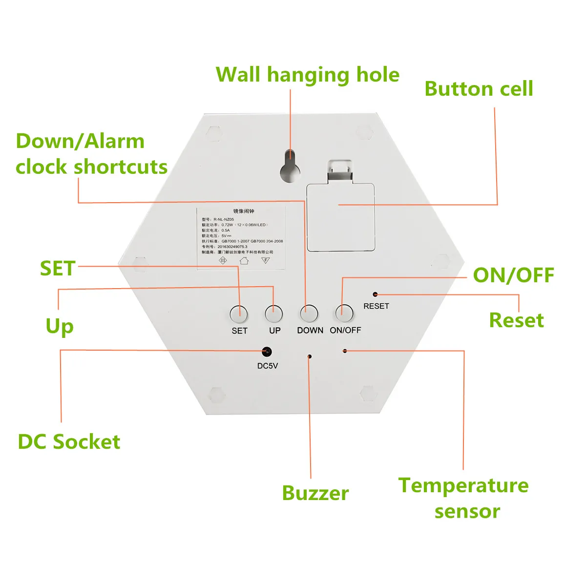 Настенный зеркальный цифровой будильник Настольный портативный ручной