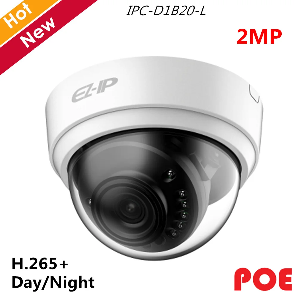 Dahua 2MP IR Внутренняя купольная сетевая EZ-IP камера H.265+ 1080p дневная ИК камера ночного видения 2,8 мм 3,6 мм Поддержка POE внутри помещений