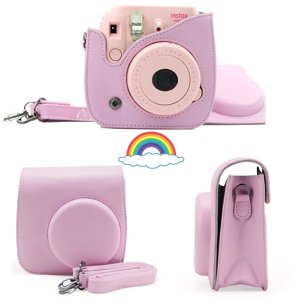 Для камеры Fujifilm Instax Mini 8 Mini 9 из искусственной кожи цветной чехол для камеры Instax Mini с ремешком на плечо прозрачный чехол с кристаллами