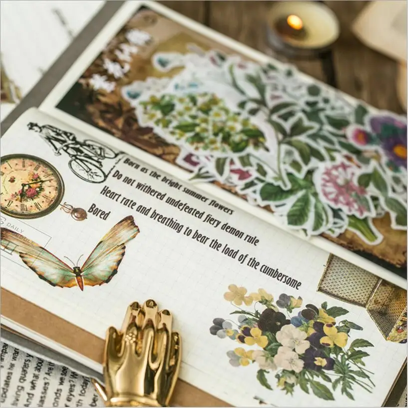 60 шт./лот креативные Ретро растения старые вещи цветок декоративные бумажные