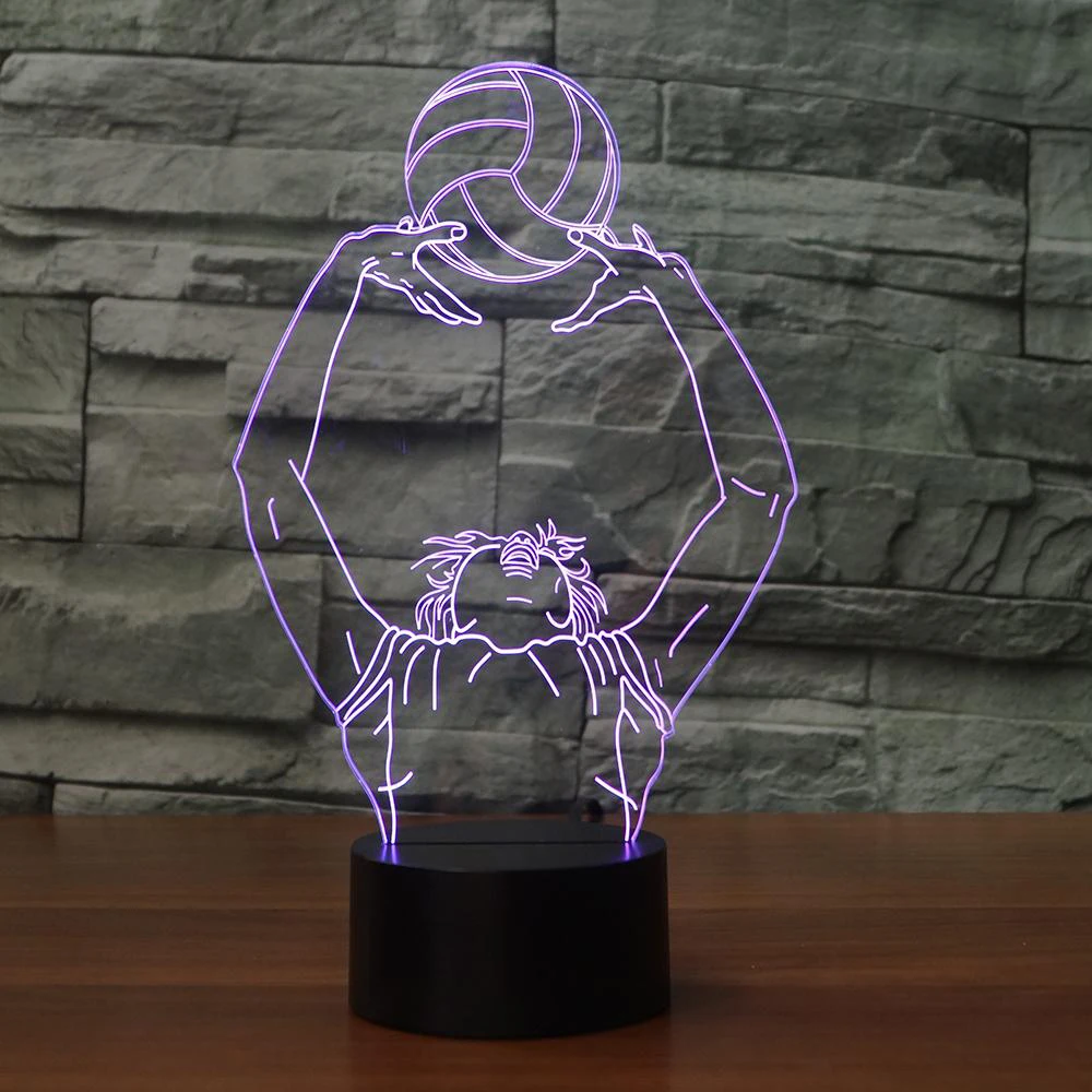 Играйте в волейбол моделирование светодиодный 3D настольная лампа сенсорный