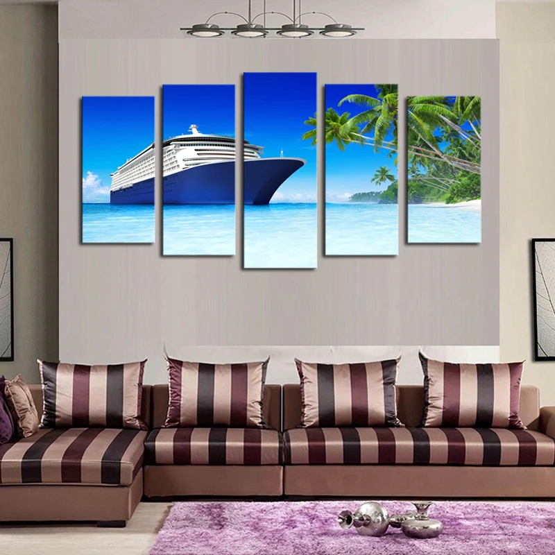 Luxry без рамки 5 панелей роскошный Круизный корабль фотография с видом на море