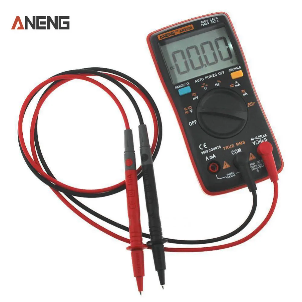 AN8008 True-RMS цифровой мультиметр 9999 отсчетов квадратная волна подсветка AC DC Амперметр напряжения тока Ом Авто/Руководство A391