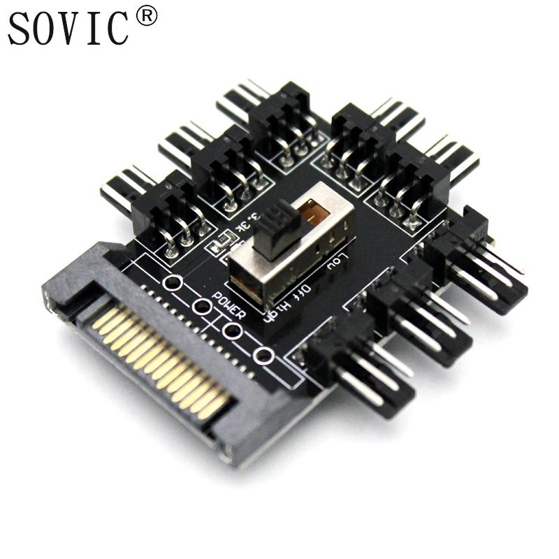 3pin 12V адаптер питания PCB 2 уровня контроля скорости ПК компьютер IDE Molex 1 до 8 Multi Way