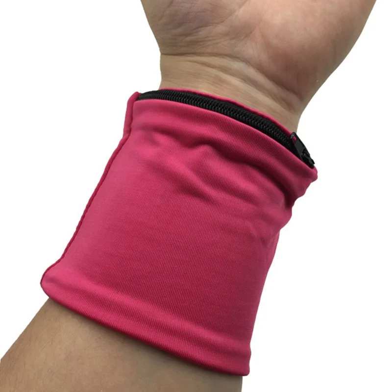 Фитнес Велоспорт спортивный браслет волейбол бадминтон Sweatband молния Карманный обмотка для поддержки запястья ремни браслет