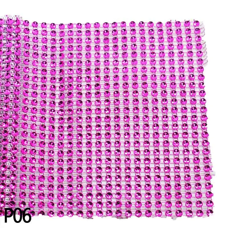 P06 1yard 12cm Bling Diamond Mesh Wrap Ribbon Silver Rhinestone Mesh Roll Tape Tulle Crystal Ribbon Cake Wrap Mesh Birthday Decor - Цвет: P06