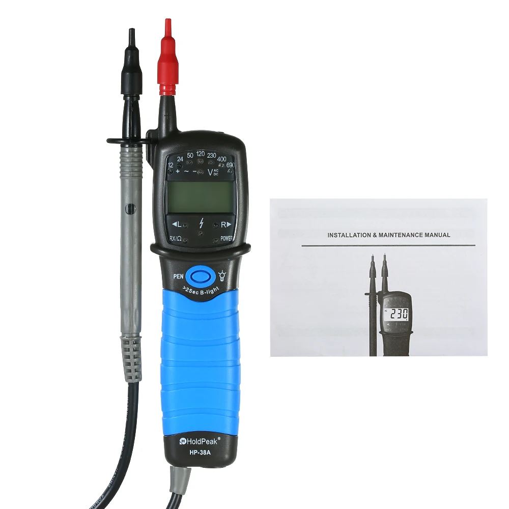 HoldPeak HP-38A Тестер Напряжения Ручка Бесконтактный вольт профессиональный светодиодный светильник цифровой ЖК-дисплей Напряжение низкая батарея индикация VS HP-38B