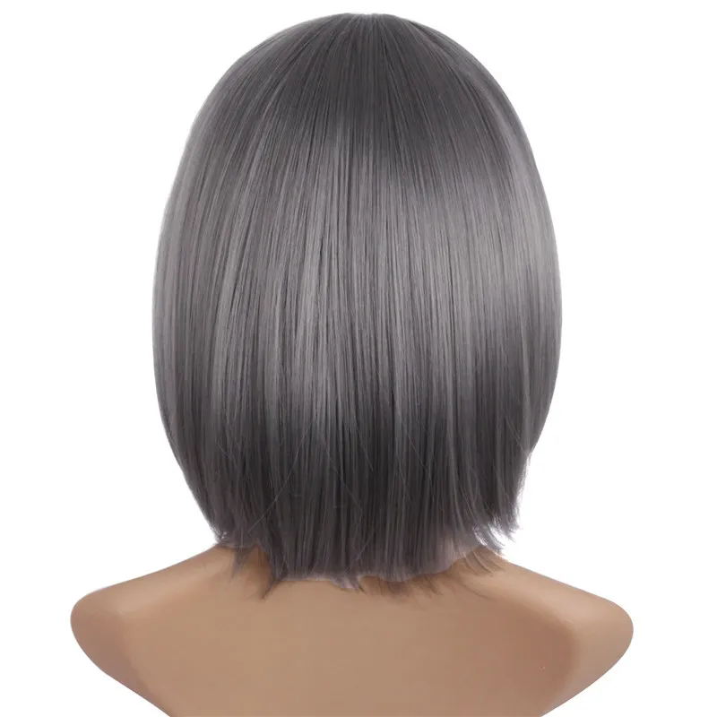 Mapofbeauty 12 ''Серый Боб парики для женщин косплей парик с плоской челкой короткий