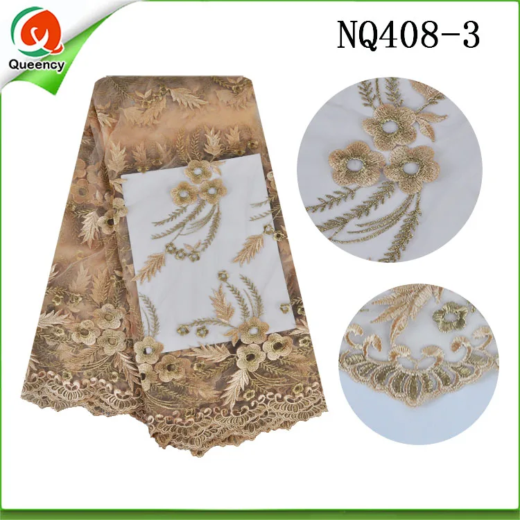 5 yards NQ408 New cotton French Lace Fabric Embroidered Tulle African Net with Embroidery for Wedding | Дом и сад