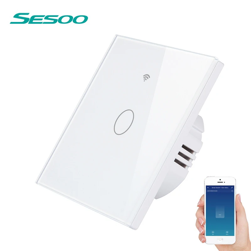 SESOO WIFI Smart Touch Switch APP Wireless Remote Light Wall Crystal Glass Panel Works With Alexa / Google Home | Обустройство дома