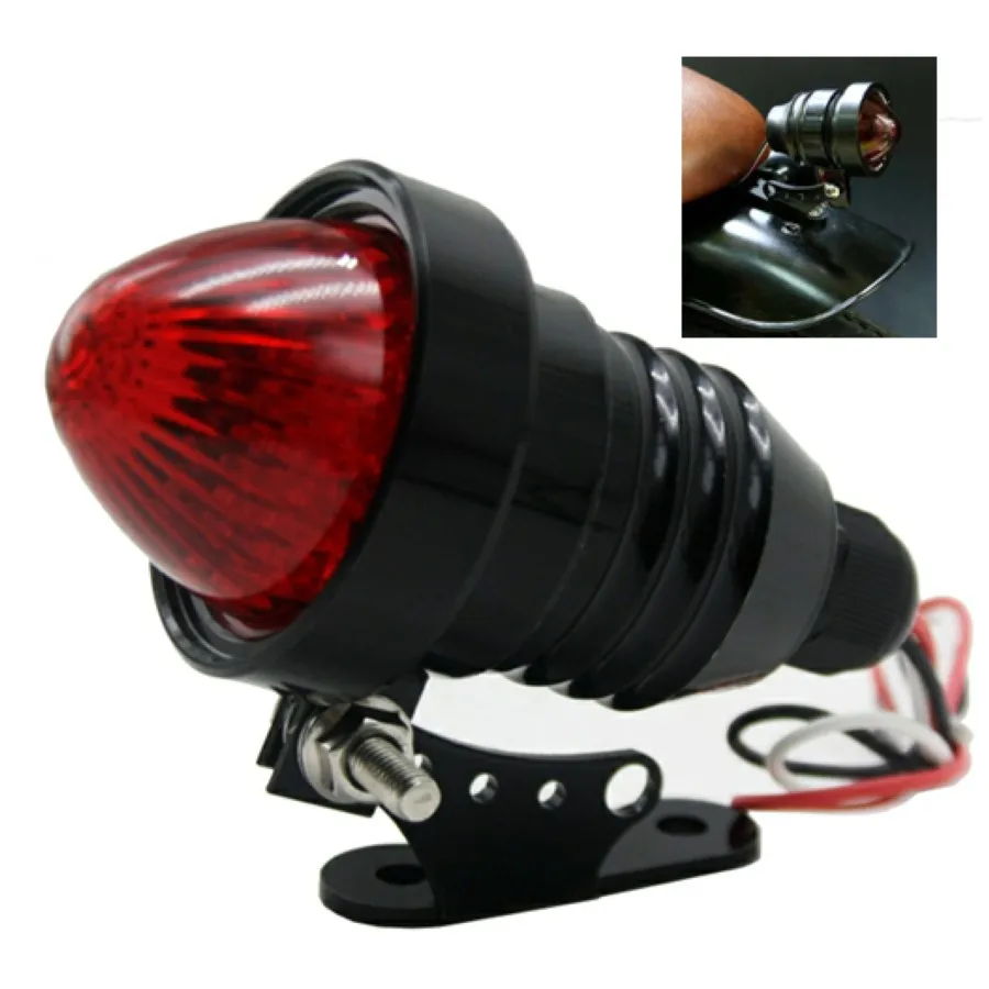 

Black Motorcycle Vintage Tail Brake Rear Running Light Custom Red Lens For Harley Bobber Honda Chopper Cruiser Cafe Racer