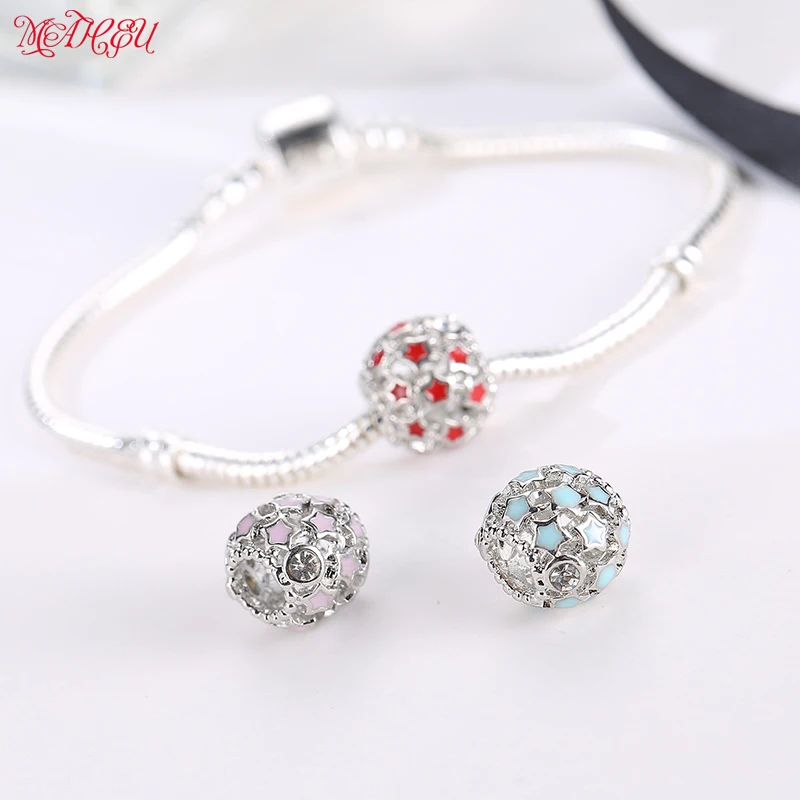 MaHeu 1 шт. изысканные подвески в виде звезд с большим отверстием из серебристого