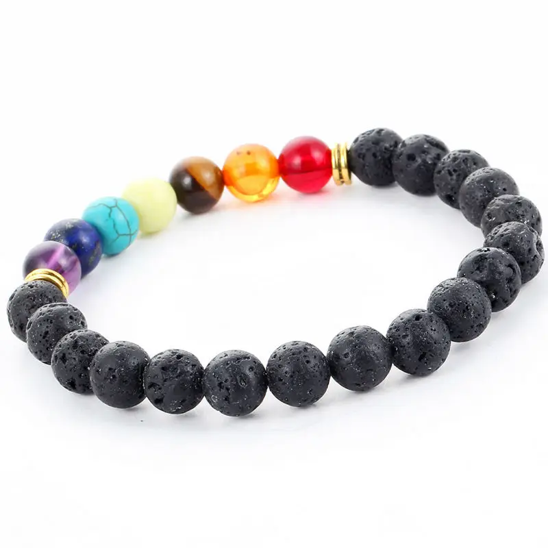 Новые модные браслеты 7 цветов натуральные вулканические энергетические из лавы
