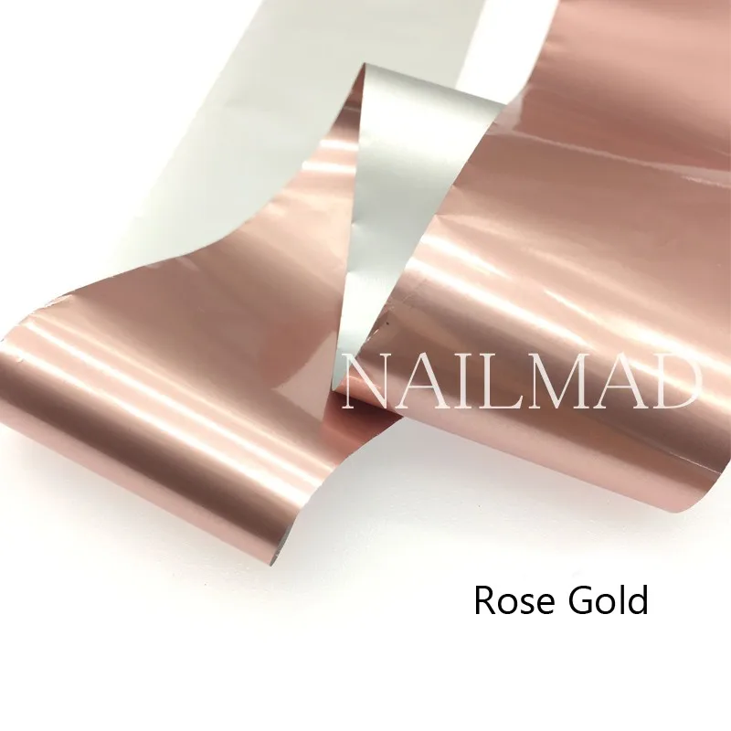 Rose Gold 4*100 см Золотой Серебряный ноготь Фольга наклейки Звездное небо голографическая переводная наклейка для ногтей DIY маникюр украшения для ногтей слайды наклейки - Цвет: Rose Gold
