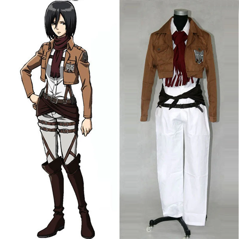 

Anime Attack on Titan Shingeki no Kyojin Mikasa Ackerman Training Corps Cosplay Costume Full Set Uniform Suit Custom-made