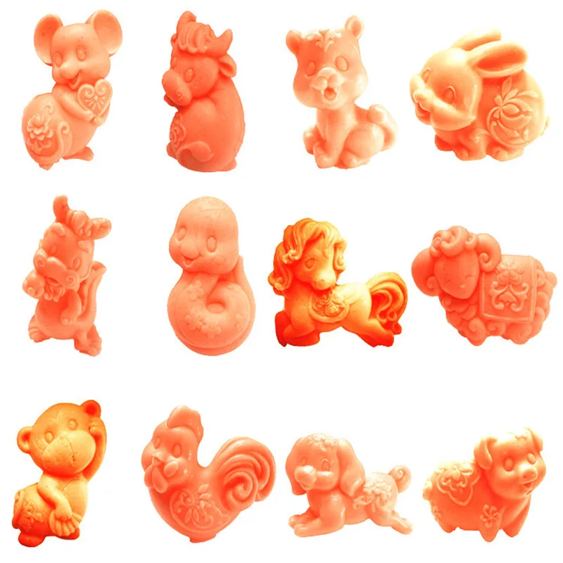 

12 Animals Kitchen Baking Chocolate Fudge Cake Decorated Dessert Pastry Tools Silicone Molds Soap Handmade Soap Mold