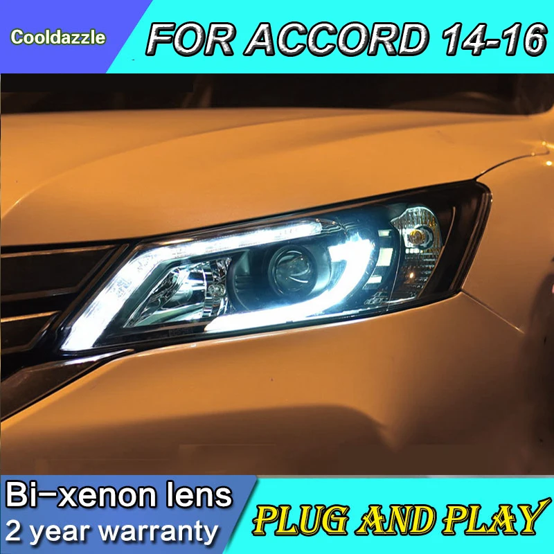 Для Honda Accord Светодиодные ленты фара Биксеноновые линзы прожекторного типа 20142015