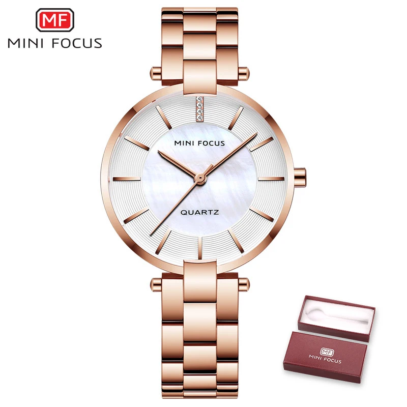 Rose gold MINIFOCUS, женские часы, роскошный бренд, повседневные, модные, для девушек, кварцевые, женское платье, женские часы, Montre Femme, наручные часы, женские часы - Цвет: Rose gold