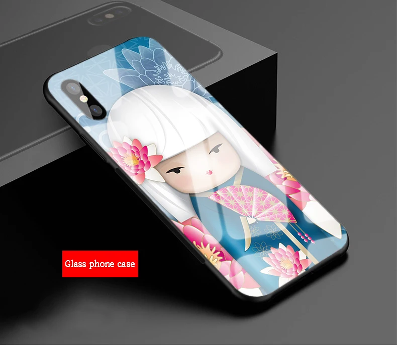 Kawaii японская кукла кокеши Роскошные закаленное стекло чехол для телефона iPhone 5 5C