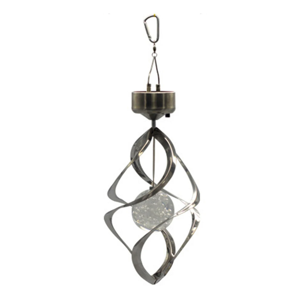 

Hot sale Solar Powered Color Changing Hanging Spiral Lamp Wind Spinner Garden Light
