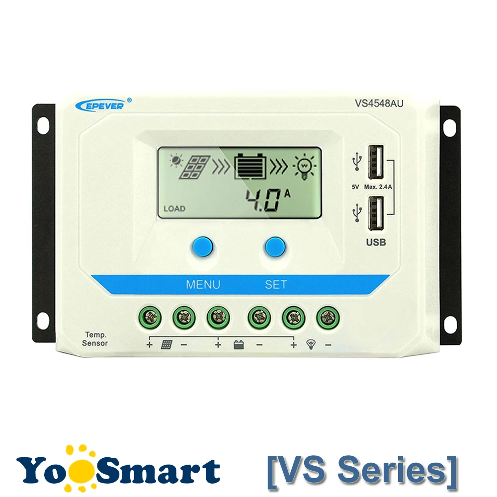 EPEVER 30A 45A 60A PWM солнечные контроллеры заряда 12В 24В 36В 48В регуляторы двойной USB вход