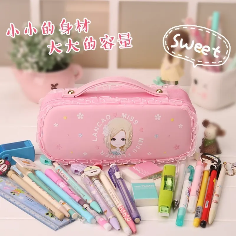 Пенал для девочек с цветочным рисунком Большой Вместительный пенал мальчиков и