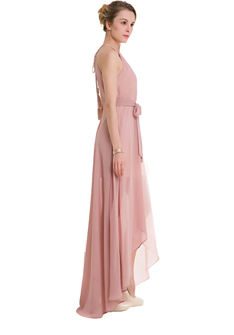 Шифоновое праздничное элегантное платье цвета хаки с розовый лоскутное Цвет